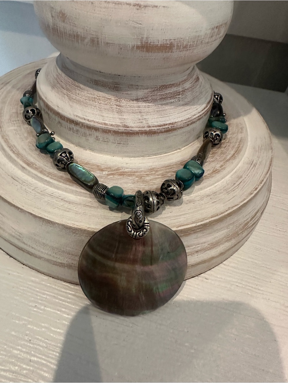 Lia Sophia Turquoise Shell Pendant Necklace